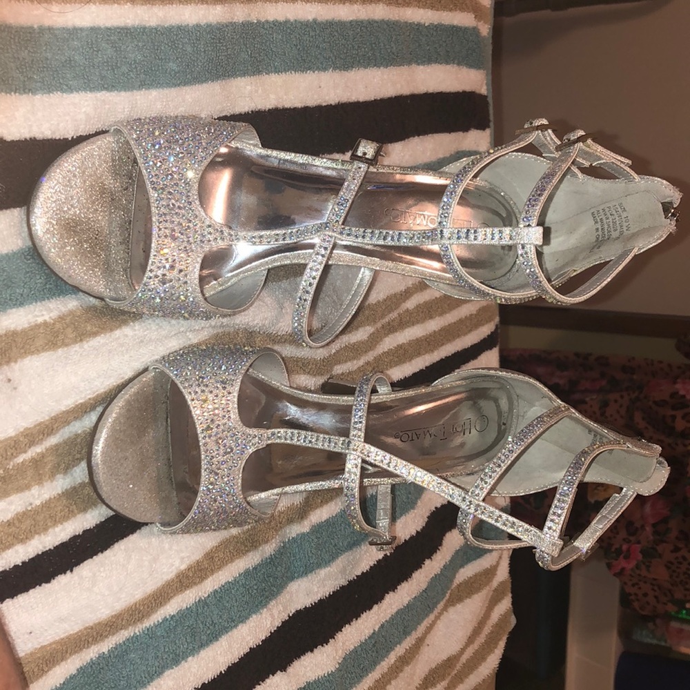 Sliver heels covered in rhinestones